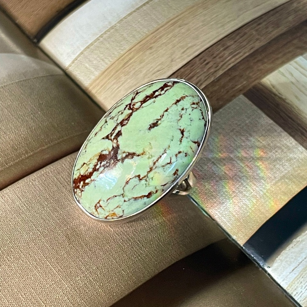 Lemon Chrysoprase Statement Rings in 925 Sterling Silver (US :7 or adjustable)